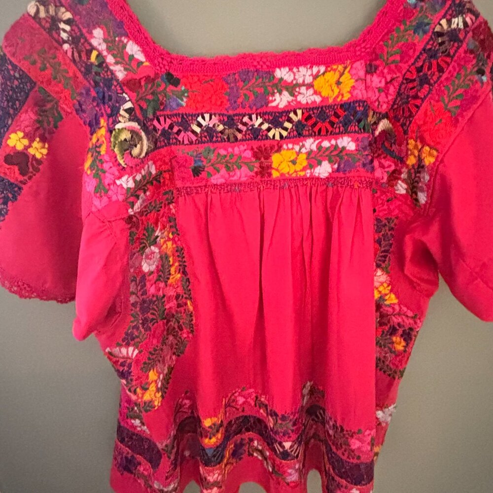 Hand Emroidered Oaxacan Flowered Blouse - New without Tags